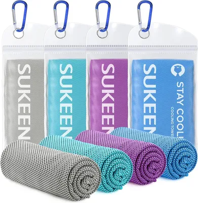 Zdjęcie produktu dla Ręcznik chłodzący 4 sztuki, 100 x 30 cm, mikrofibra, oddychający, do sportu