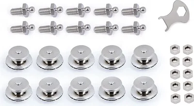 Produktbild von 10er Set Tenax Schraube 10 mm, Mutter u. Oberteil 2 -5 mm, Messing vernickelt