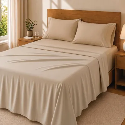 Produktbild von 4-teiliges Bettwäsche-Set - Spannbettlaken, Bettdecke und Kissenbezüge - Mikrofaser für 200 cm Bett