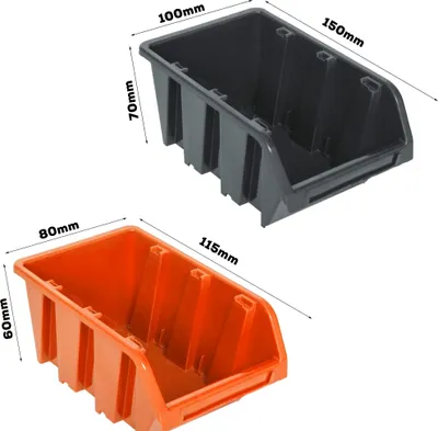 Image de Système de stockage Étagère murale 1728 x 780 mm Paroi à outils 101 pcs Bacs gerbables plastique