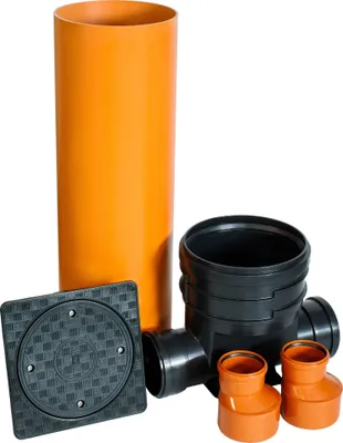 Produktbild von ScarMaxx Schachtsystem, 1m Rohr, H128cm, B76,5cm, 2xDN110, 2xReduzierung 160/110