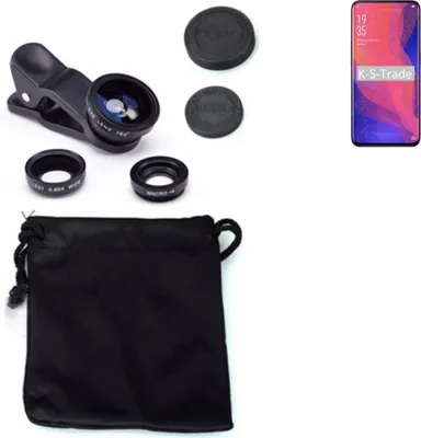Produktbild von K-S-Trade Smartphone Kamera Linsen Set Kompatibel mit Oppo Find X 3in1 Clip-On Kamera Adapter Macro Weitwinkel FishEye Fischauge Objektiv Linse