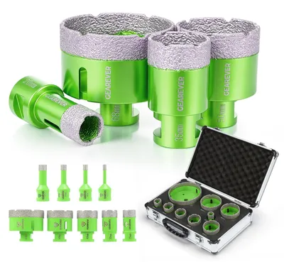 Diamantboorset 9-tlg. 20–110 mm für Fliesen, Keramik, Granit, Trockenbohren