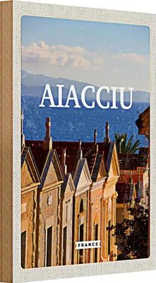 Produktbild von Holzschild Reise 20x30cm Ajaccio France Aussicht Meer