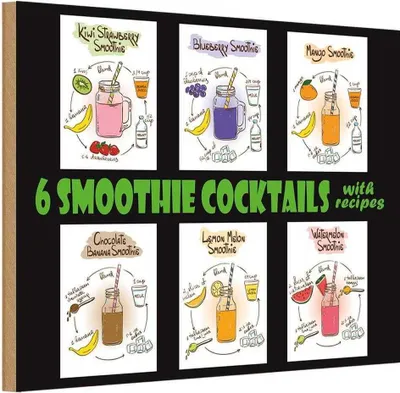 Produktbild von vianmo Holzschild 12x18 cm Alkohol 6 smoothie cocktails recipes