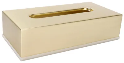 Imagen del producto de Caja de pañuelos, innovador soporte rectangular para servilletas de papel de acero inoxidable 304, color dorado