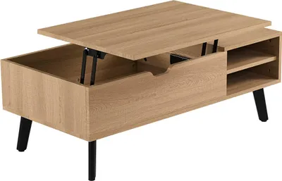 Produktbild von Couchtisch Justine - 120x60x45cm - verstellbar - mit Ablage - Eiche Nachbildung
