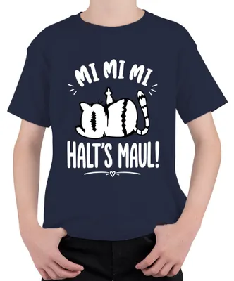 Productafbeelding van "Mi Mi Mi, Hou Je Mond, Kat, Middelvinger," Statement T-shirt, Marineblauw, Maat 128