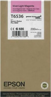 Zdjęcie produktu dla Epson T6536 Vivid Light Magenta Ink Cartridge (200ml), Wyrazisty jasny karmazyn, Tusz na bazie pigmentu, 200 ml, 1 szt.