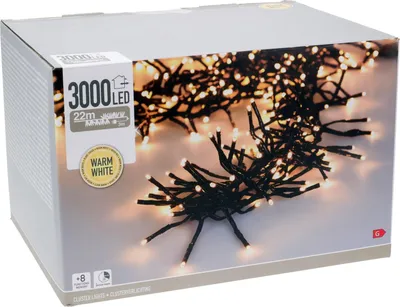 Obrázok produktu pre Clusterové osvetlenie/vianočné osvetlenie 3000 LED - Teplá biela - 22 metrov