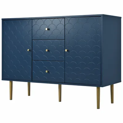 Produktbild von Merax Kommode Fischschuppenmuster Sideboard, Verstellbare Ablage, Marineblau