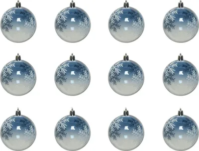 Produktbild von Weihnachtskugeln Kunststoff Schneeflocken 8cm nachtblau, 12er Set