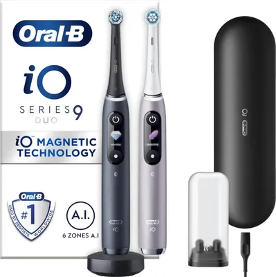 Obrázek produktu pro Oral-B iO 9 - Pro dospělé - Rotační zubní kartáček - Denní péče - Péče o dásně - Intenzivní - Sensitive - Super sensitive - Péče o jazyk - pro bílé zuby -... - Black - Rose - 2 min - Black Lava - Rose Quartz