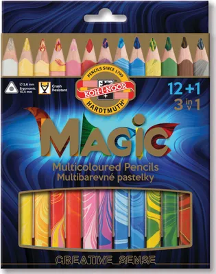 Obrázek produktu pro Koh-I-Noor Kouzelné trojhranné tužky 12 kusů Multicolour 3 barvy Mina