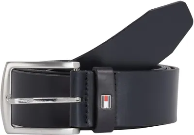 Obrázek produktu pro Pánský kožený pásek Tommy Hilfiger, model New Denton Belt 4.0, barva modrá (Midnight), šířka 4 cm
