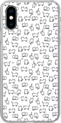 Produktbild von MuchoWow® Handyhülle Schutzhülle Hülle für Telefoonhoesje iPhone X Mädchen - Katze - Muster - Mädchen - Kinder - Kinder Silikon Softcase Handy Hülle - Handyhülle