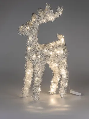 Produktbild von Dekofigur Hirsch LAMETTA stehend mit LED Licht H. 60cm silber Formano WA