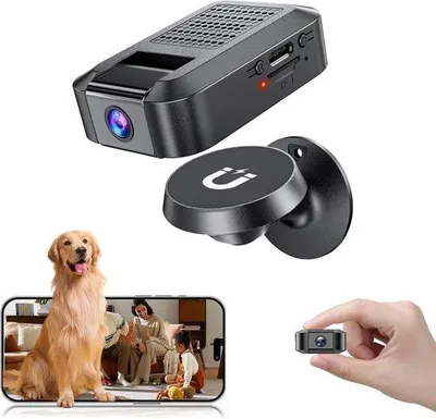 Image de Caméra intérieure et extérieure 4K HD sans fil, avec contrôle via application et détection de mouvement. Caméra magnétique pour la maison et le bureau, dotée de vision nocturne et d'une fonction de ventilation. Installation facile et stockage de 32 Go