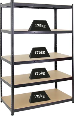 Produktbild von Schwerlastregal TAURUS | HxBxT 180x120x60cm | Fachlast 175kg | Schwarz