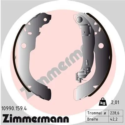 Produktbild von ZIMMERMANN Bremsbackensatz Trommelbremse Hinten passend für PEUGEOT 207 (WA, WC) 228mm 10990.159.4