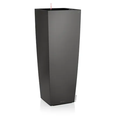 Produktbild von LECHUZA-Pflanzgefäß CUBICO Alto Premium 40 Anthrazit Metallic | Pflanzgefäß mit Bewässerungssystem | Metallic-Oberfläche |39,5 x 39,5 x 105 cm | 18233