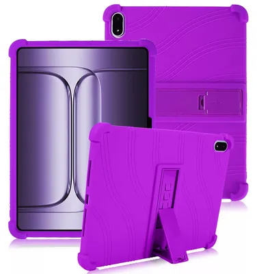 Image de Étui de protection pour tablette OnePlus Pad 3/OnePlus Pad 2 Pro 13,2 pouces, en silicone souple résistant aux chocs, avec support, couleur violet