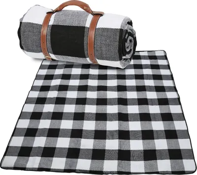 Produktbild von Pikniková deka 200x200cm Nepremokavá a zateplená cestovná deka Kempingová deka Plážová deka Ľahká kompaktná XXL kempingová deka Piknik vonku Záhrada Ultraľahká kempingová podložka Čierno-biela károvaná