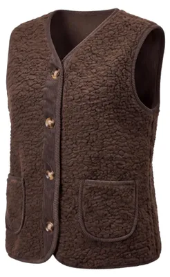 Produktbild von Teddy Weste Damen 36 38 40 42 44 46 Bouclé Weste mit Cord Details