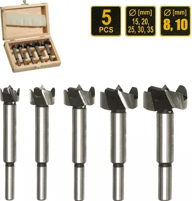 Produktbild von Forstnerbohrer Satz 5 tlg 15 - 20 - 25 - 30 - 35 mm Forstner Holz Bohrer