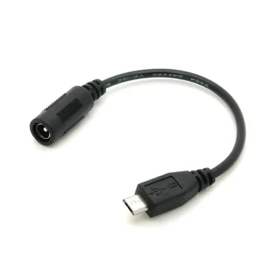 Produktbild von Adapterkabel Hohlstecker Buchse 5,5x2,1mm - Micro USB B Stecker schwarz 15cm