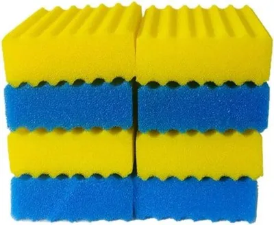 Obrázek produktu pro Filtr do jezírka – modrý a žlutý – náhradní hrubý a jemný filtrační materiál – 23 x 20 x 8 cm