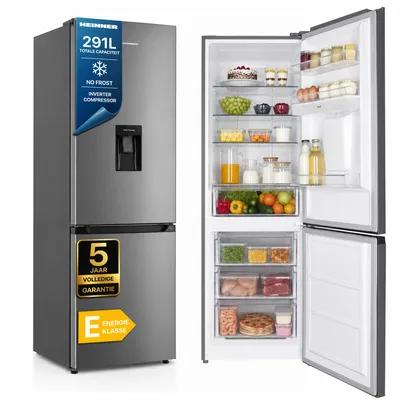 Productafbeelding van Heinner HCNF-HM291INVXWDE++ Koel-vriescombinatie 291 L, No Frost, Waterdispenser, RVS