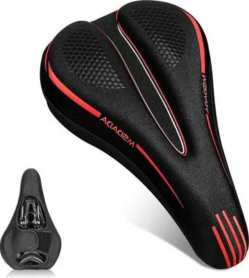 Produktbild von Famanu Fahrradsattelbezug mit Memory-Schaum - weiche Polsterung für Mountainbike, Rennrad, Hometrainer - rot