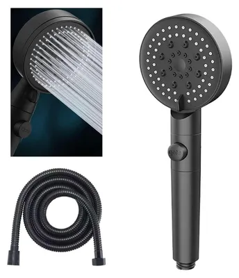 Produktbild von Duschkopf Handbrause 5 Strahlarten Hochdruck Antikalk Schlauch 1,5m