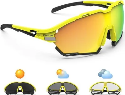 Produktbild von Famanu Fahrradbrille UV400-Schutz - polarisierte Wechselgläser für Damen und Herren
