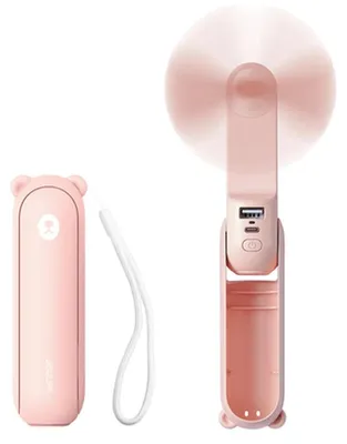 Productafbeelding van Jisulife Handventilator Life8 Plus, draagbare USB-ventilator met powerbank-functie (4500 mAh) en zaklamp, roze