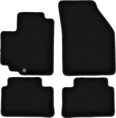 Image de Tapis de sol velours sur-mesure pour Nissan Pixo (2008-2013, à hayon) noir, jeu 4 pièces, fixations