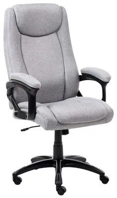 Produktbild von BELIANI Chefsessel Grau Leinen Gepolstert Höhenverstellung Drehbar Neigungsfunktion Ergonomische Form Bürostuhl Bürosessel