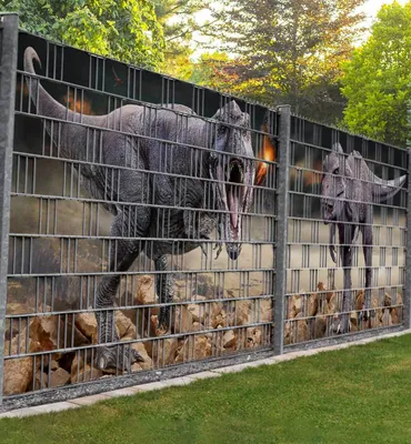 Produktbild von Sichtschutzstreifen T-Rex Sichtschutz Garten Zaun - Teil1 + Teil2 - 9 Streifen - 500x180cm