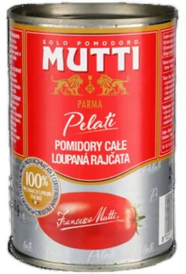 Zdjęcie produktu dla Mutti Peeled Tomatoes, Pomidor, 400 g, 22 kcal, 92 kJ, 0,5 g, 2,9 g