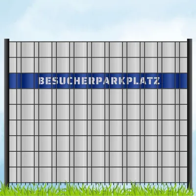 Produktbild von zaun|zu Sichtschutzstreifen mit Laser Beschriftung "BESUCHERPARKPLATZ"  Doppelstab Enzianblau 2,55m