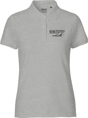 Produktbild von Huuraa Damen Polo Shirt Helmstedt verliebt L Sport Grey Bio Baumwolle Fairtrade Poloshirt Geschenkidee