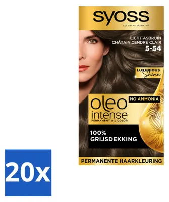 Immagine prodotto di 20 confezioni di SYOSS Oleo Intense 5-54, castano chiaro - Colorazione permanente per capelli senza ammoniaca - Confezione vantaggiosa - 20 pezzi