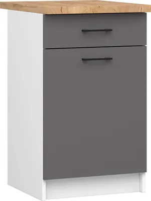 Produktbild von Küchen-Unterschrank mit Arbeitsplatte OLIWIA Weiß, Graphitgrau B50xH85xT46 cm