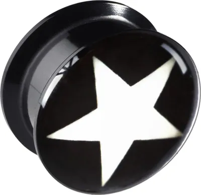 Produktbild von viva-adorno 1 Stück 10mm Flesh Plug Tunnel Acryl Schraubverschluss Stern weiß Größe 6 - 12mm Z168.D19