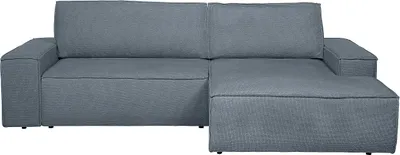 Produktbild von Eckschlafsofa rechts mit blauem Strukturbezug - AMELIA
