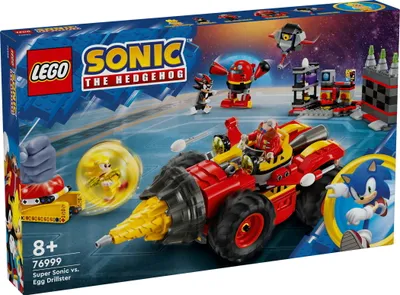 Zdjęcie produktu dla LEGO Sonic the Hedgehog Super Sonic kontra Egg Drillster, Zabawka dla Dziecka do Zbudowania, Zestaw Przygodowy z 7 Postaciami, w tym Dr. Eggman, Prezent dla 8-latka, dla Chopca i Dziewczynki, 76999