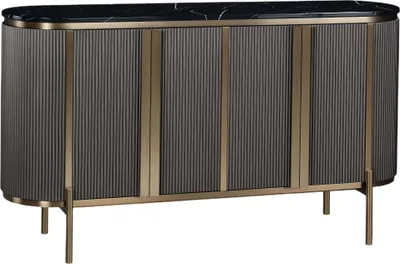 Produktbild von FURNLUX Fernsehtisch Stilig Schwarz Und Beige 160cm / Hauptfarbe: Grau / Abmessungen: 160 x 90 x 40 cm