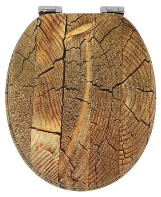 Produktbild von WC-Sitz - Runde EU-Standardform - MDF-Holz - Soft-Close - Belastbarkeit 190 kg - Antibakteriell - Scharniere aus Zinklegierung