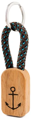 Produktbild von GIPFELWELLE Handgemachter Holz Schlüsselanhänger Kette Ring Paracord mit Gravur, 6 mm Segeltau, Damen Herren, Anker, Mountainsky